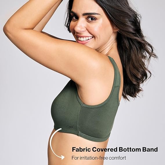 NYKD Everyday Wireless & Non-Padded Support Shaper Sports Bra for Women Soft Cup, Full Coverage, Easy Slip-On – NYB113
